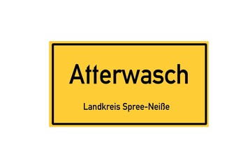 Isolated German city limit sign of Atterwasch located in Brandenburg