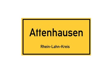 Isolated German city limit sign of Attenhausen located in Rheinland-Pfalz