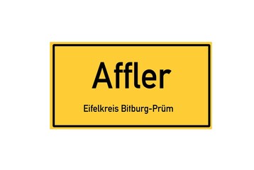 Isolated German city limit sign of Affler located in Rheinland-Pfalz