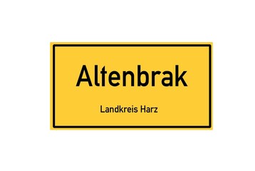 Isolated German city limit sign of Altenbrak located in Sachsen-Anhalt