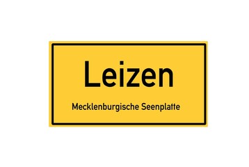 Fototapeta premium Isolated German city limit sign of Leizen located in Mecklenburg-Vorpommern