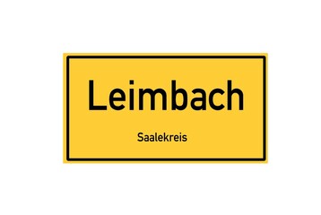 Isolated German city limit sign of Leimbach located in Sachsen-Anhalt