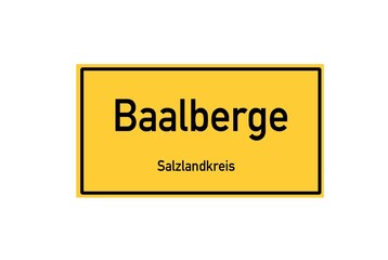Isolated German city limit sign of Baalberge located in Sachsen-Anhalt