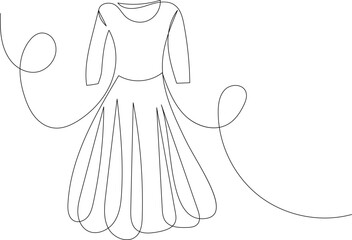 dress sketch, one continuous line drawing, vector