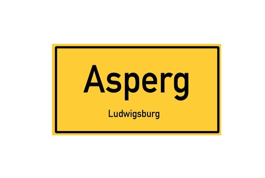 Isolated German city limit sign of Asperg located in Baden-W�rttemberg