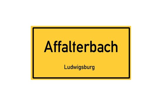 Isolated German city limit sign of Affalterbach located in Baden-W�rttemberg