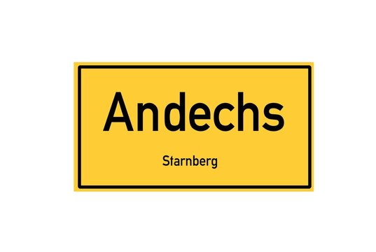 Isolated German city limit sign of Andechs located in Bayern