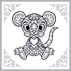 Mouse zentangle arts isolated on white background