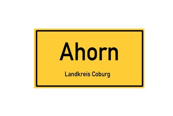 Isolated German city limit sign of Ahorn located in Bayern