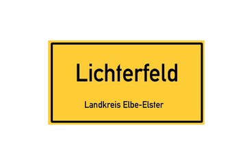 Isolated German city limit sign of Lichterfeld located in Brandenburg