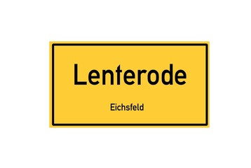 Isolated German city limit sign of Lenterode located in Th�ringen