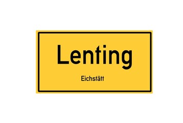 Isolated German city limit sign of Lenting located in Bayern