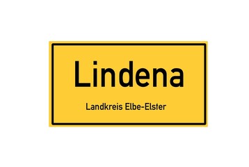 Isolated German city limit sign of Lindena located in Brandenburg