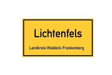 Isolated German city limit sign of Lichtenfels located in Hessen