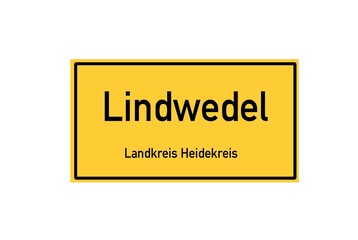 Isolated German city limit sign of Lindwedel located in Niedersachsen