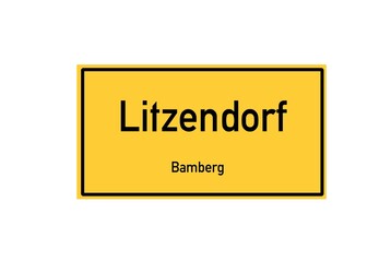 Isolated German city limit sign of Litzendorf located in Bayern