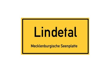 Isolated German city limit sign of Lindetal located in Mecklenburg-Vorpommern
