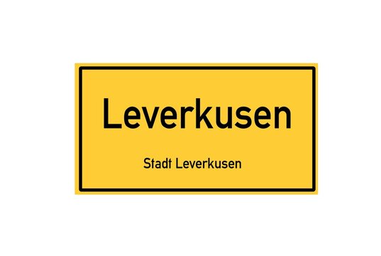 Isolated German city limit sign of Leverkusen located in Nordrhein-Westfalen