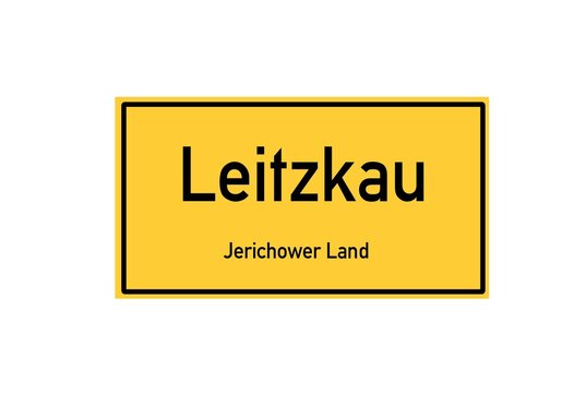Isolated German city limit sign of Leitzkau located in Sachsen-Anhalt