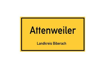 Isolated German city limit sign of Attenweiler located in Baden-W�rttemberg