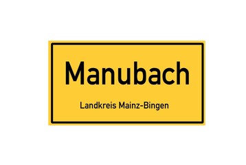 Isolated German city limit sign of Manubach located in Rheinland-Pfalz