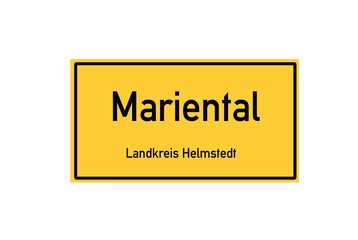 Isolated German city limit sign of Mariental located in Niedersachsen