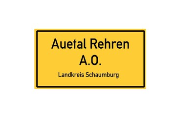 Isolated German city limit sign of Auetal Rehren A.O. located in Niedersachsen
