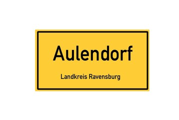 Isolated German city limit sign of Aulendorf located in Baden-W�rttemberg