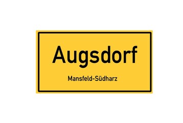 Isolated German city limit sign of Augsdorf located in Sachsen-Anhalt