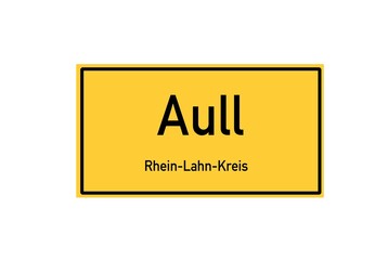 Isolated German city limit sign of Aull located in Rheinland-Pfalz