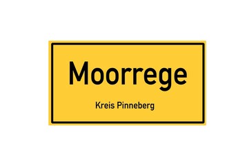 Isolated German city limit sign of Moorrege located in Schleswig-Holstein