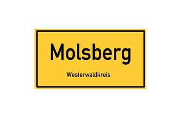 Isolated German city limit sign of Molsberg located in Rheinland-Pfalz