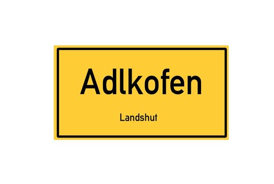 Isolated German city limit sign of Adlkofen located in Bayern