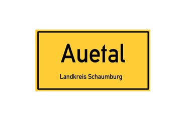 Isolated German city limit sign of Auetal located in Niedersachsen