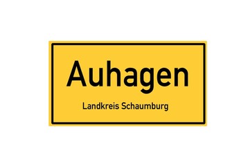 Isolated German city limit sign of Auhagen located in Niedersachsen