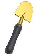 Garden shovel or trowel with wooden handle on white background, summer camping