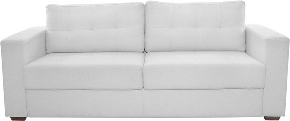 Three seats cozy color fabric sofa isolated on white
