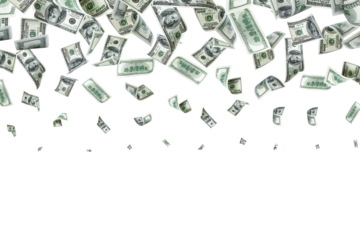 Us dollar. American money, falling cash. Flying hundred dollars background.