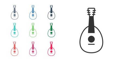Black Traditional musical instrument mandolin icon isolated on white background. Set icons colorful. Vector