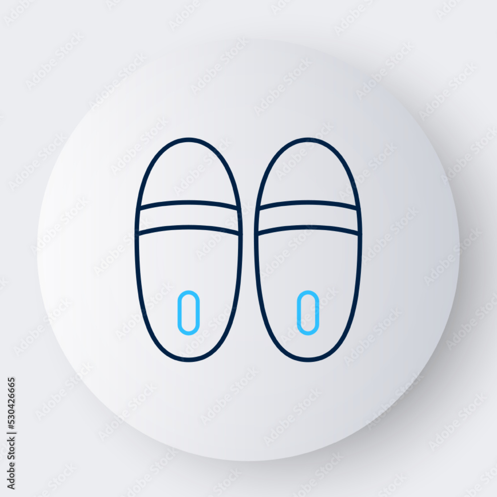 Sticker Line Slippers icon isolated on white background. Flip flops sign. Colorful outline concept. Vector