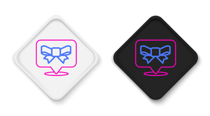 Line Gift bow icon isolated on white background. Colorful outline concept. Vector