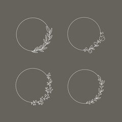 Wedding frame logo elements. Circle with flowers for the logo. Beautiful elegant logo