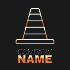 Line Traffic cone icon isolated on black background. Colorful outline concept. Vector