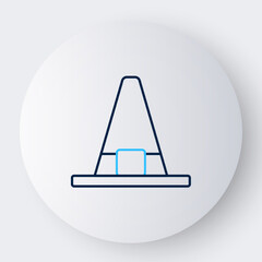 Line Witch hat icon isolated on white background. Happy Halloween party. Colorful outline concept. Vector