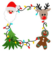 Monogram with Santa's face, cookies, Christmas tree, reindeer clipart