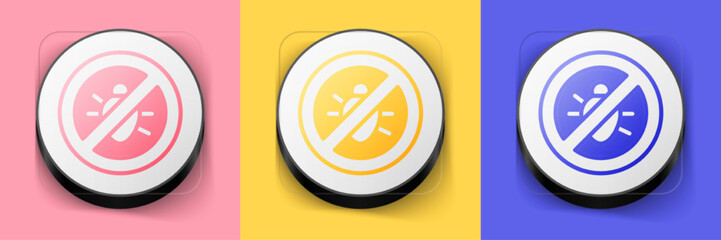 Isometric Stop colorado beetle icon isolated on pink, yellow and blue background. Square button. Vector