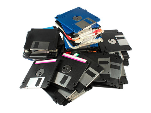 Pile of floppy discs  isolated 
