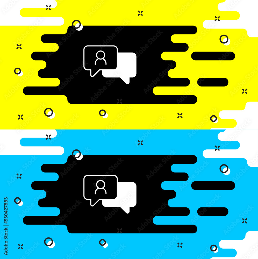 Poster white speech bubble chat icon isolated on black background. message icon. communication or comment c