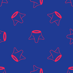 Obraz premium Red Tree stump icon isolated seamless pattern on blue background. Vector