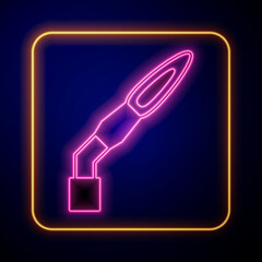 Glowing neon Welding torch icon isolated on black background. Vector